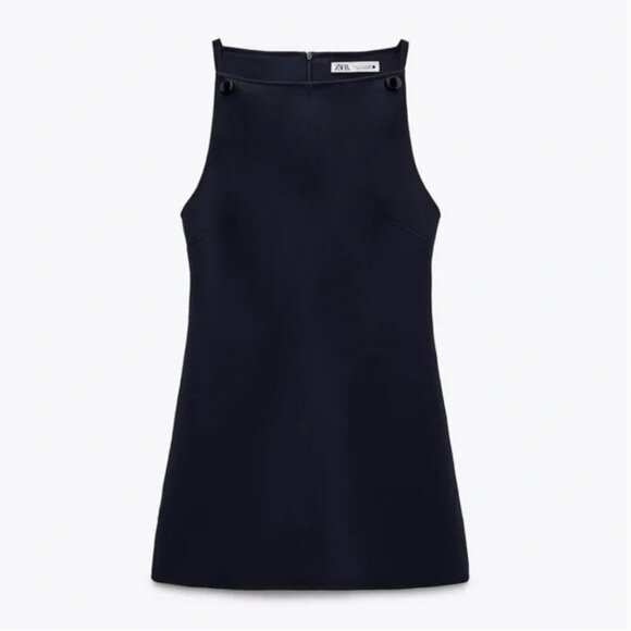 Zara SHORT DRESS WITH BUTTONS. Navy Blue. Size L. New with Tags. - Picture 9 of 9